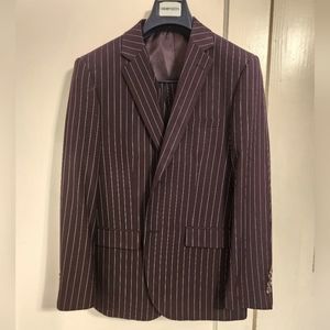 Alain Dupetit 3 Piece Burgundy Pinstripe Suit 38S/32W